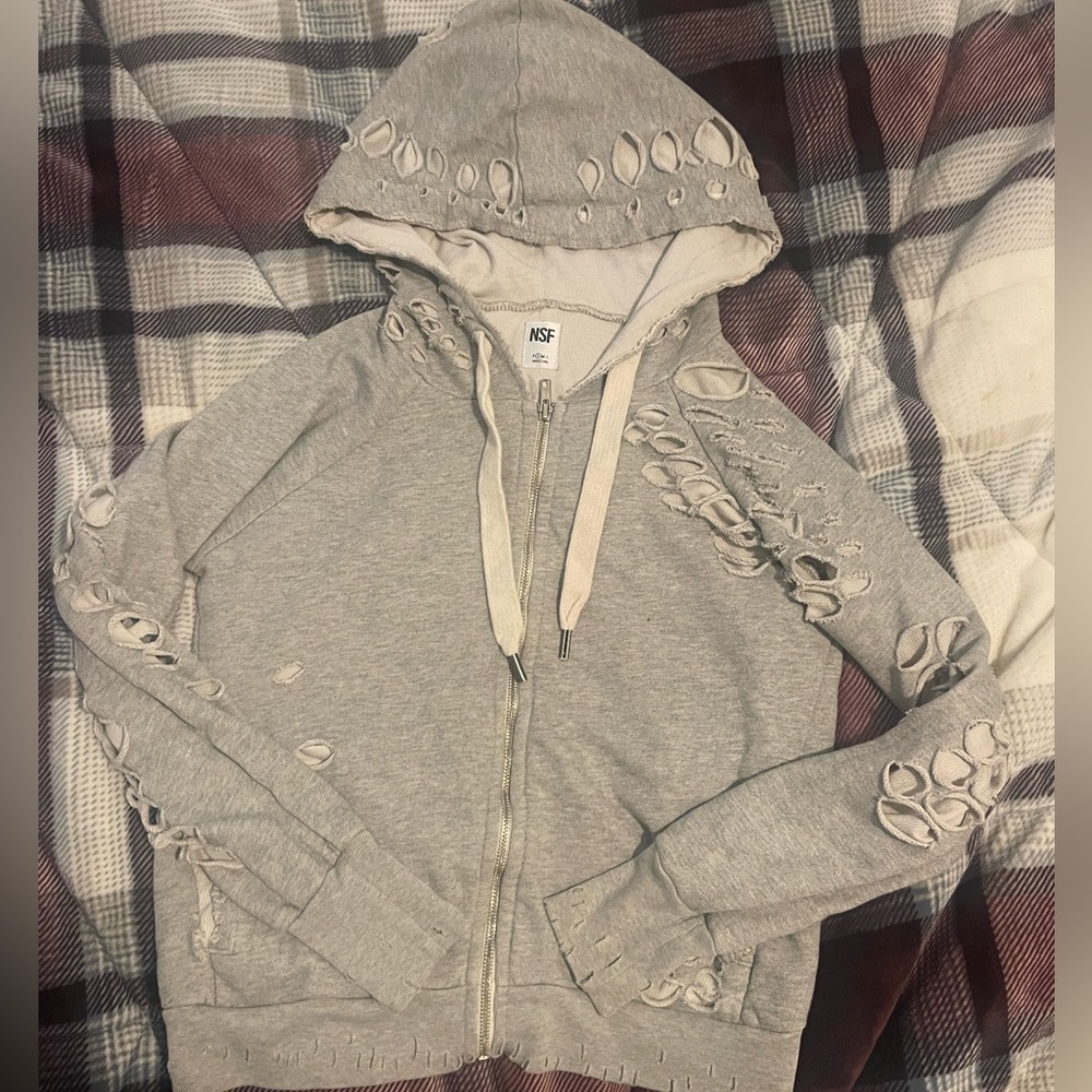 NSF lisette distressed pullover hoodie